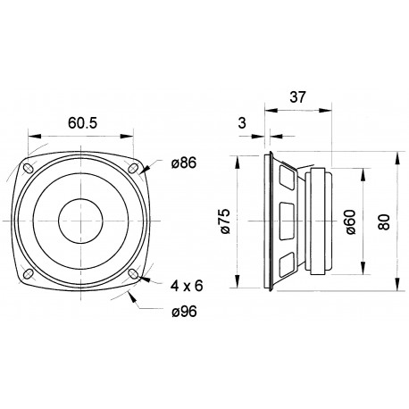 Haut-parleur large bande FR 8 - 8 Ohm - 8 cm (3,3") - 2