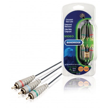 Câble vidéo composante 3x RCA Mâles - 3x RCA Mâles 5.00 m Bleu - 1