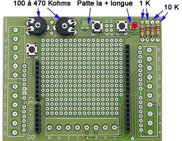 Vue du dessus de la platine du kit shield "Connector"