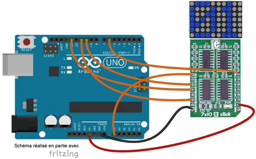 Schéma de câblage entre l'arduino et le module MIKROE-1993