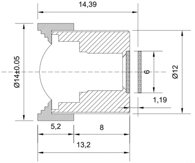 Dimensions de la lentille M40210M09S LN014