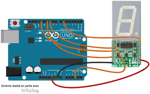 Schéma de câblage entre l'arduino et le module MIKROE-1993