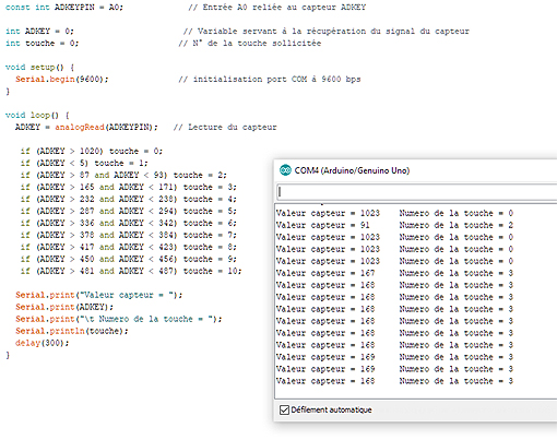 Test du programme du module ADKEY