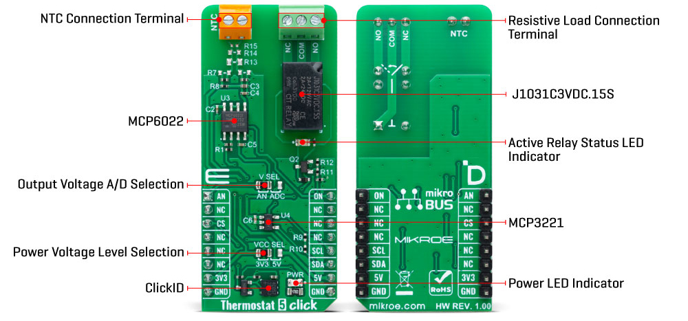 Détail du module Thermostat 5 Click