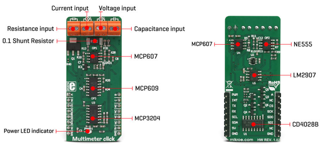 Détail du module multimètre Click board MIKROE-3116