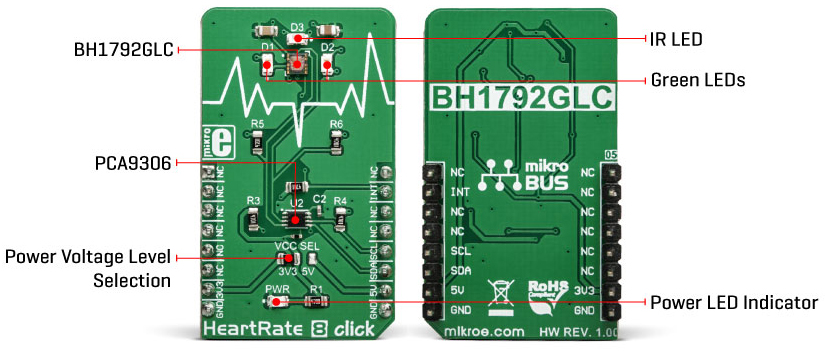 Détail du module Heart 8 Click MIKROE-3218