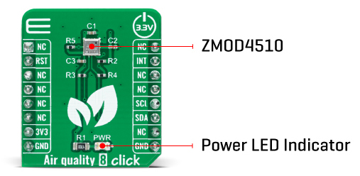 Détail du Capteur de qualité d'air Air Quality 8 Click MIKROE-4904