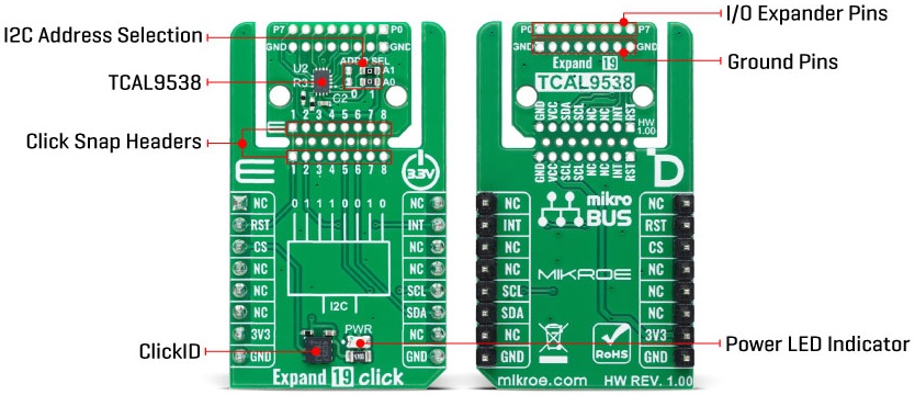 Détail du module Extand 19 Click Board