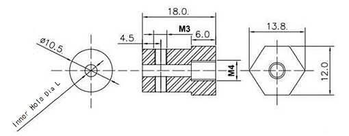 Dimension des moyeux universels pour axe moteur 4 mm