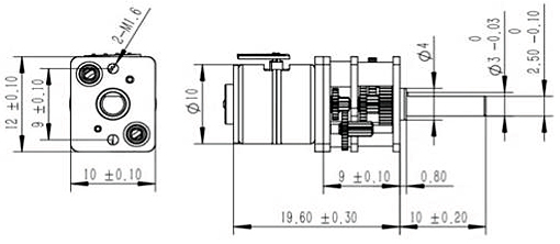 Dimensions moteur BY10-1210GM