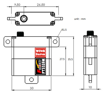 Dimensions du servomoteur FEETECH FT3325M